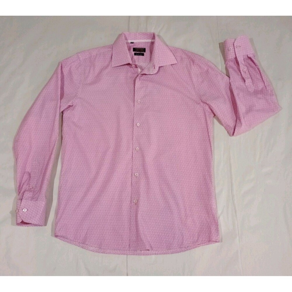 Tailored Recreation Premium Pink Geometric Print Slim Fit Shirt Size Medium